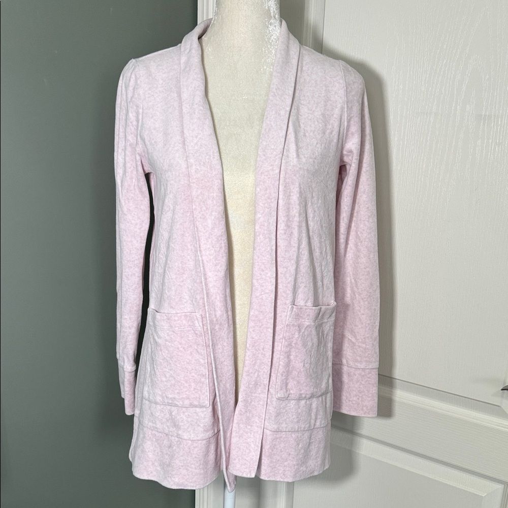 LOFT Soft Pink Open Front Cardigan Sweater Pockets Size S